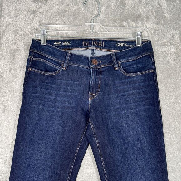 DL1961‎ Jeans Womens 4 27 Blue Cindy Slim Boot Dark Whiskering Fading Streetwear - Picture 4 of 11